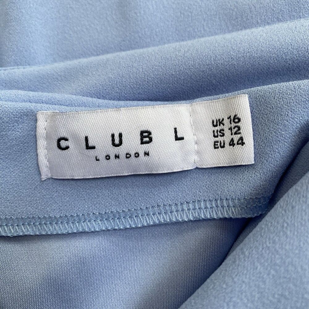 Club L London Powder Blue Alyssa Bardot Bow Maternity Midi Dress With Ruching 12 - Picture 15 of 16